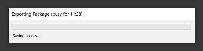 Image of the exporting dialog in Unity