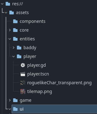 Screenshot of the Godot File System for vamp-game