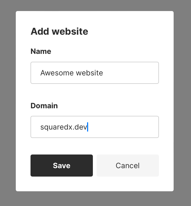 Image of the Add Website modal in Umami Cloud